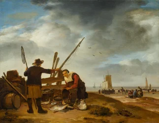 Fischverkäuferin am Strand von Scheveningen